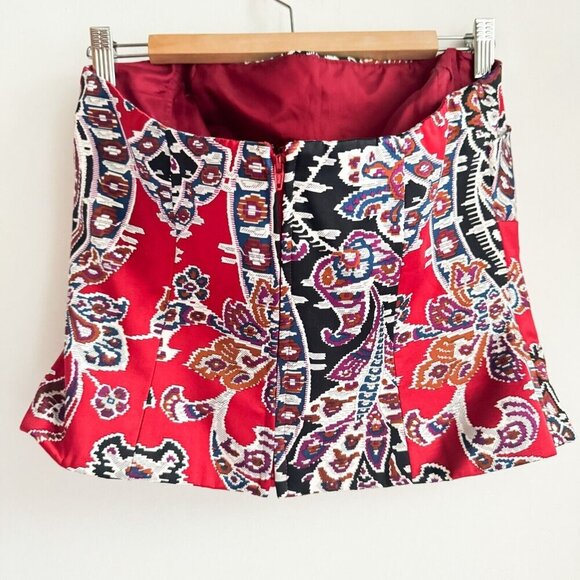 Kay Unger Satin Paisley Print Draped Boned Bodice Corset Top 12 - Picture 4 of 6
